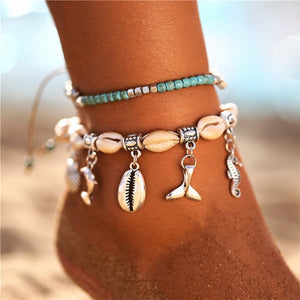 Eco, Love & Other Stuff Island Life: Ocean - Starfish Stone Beads Shells Pendant, Anklet